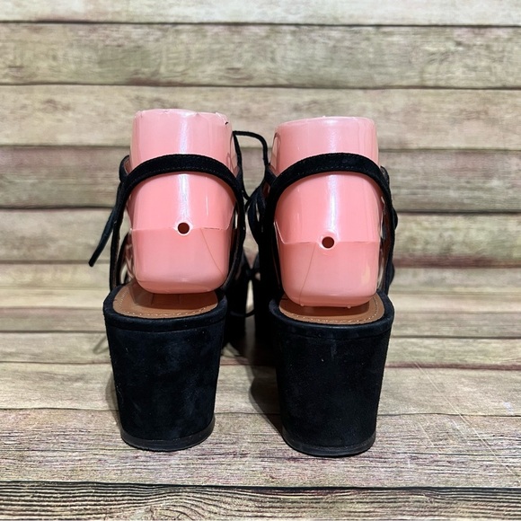 Aquazzura Black Suede Roma Platform Sandals - Picture 2 of 8